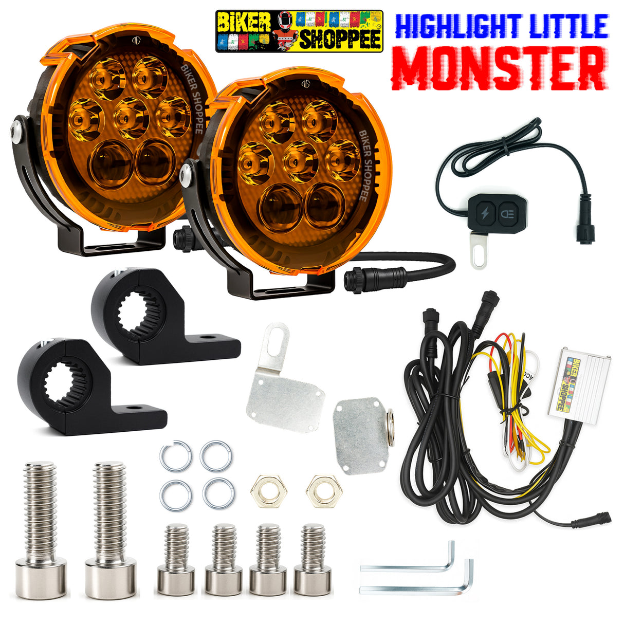 LITTLE MONSTER VK70 THUNDER SEVEN LED FOG LIGHT WITH WIREHARNESS AND SWITCH