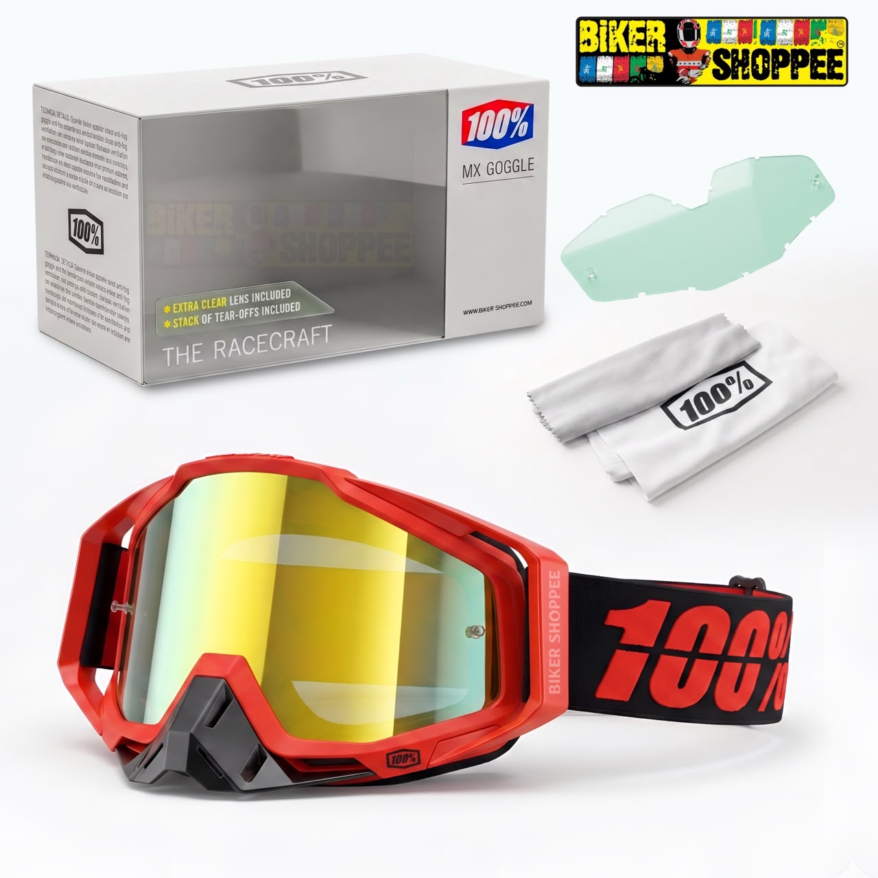 ウェア 100% THE RACECRAFT + MX CB GOGGLE 100% Racecraft Motocross MX Goggles | Biker Shoppee