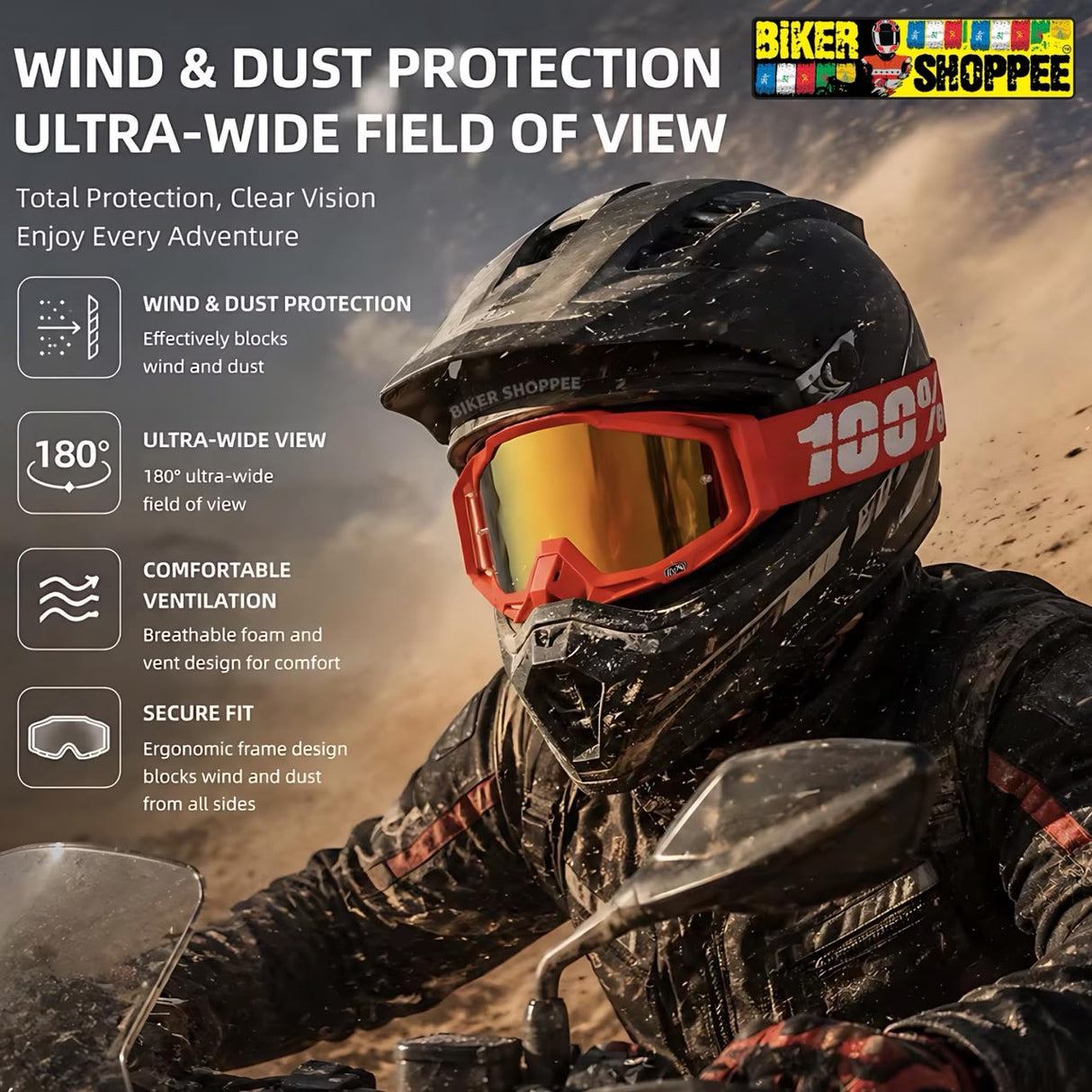 100% THE RACECRAFT MOTOCROSS MX GOGGLES | BIKER SHOPPEE