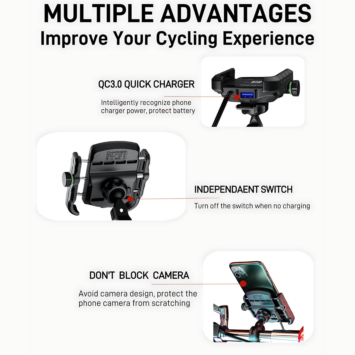 GUIDER M8 PHONE HOLDER WITH CHARGER