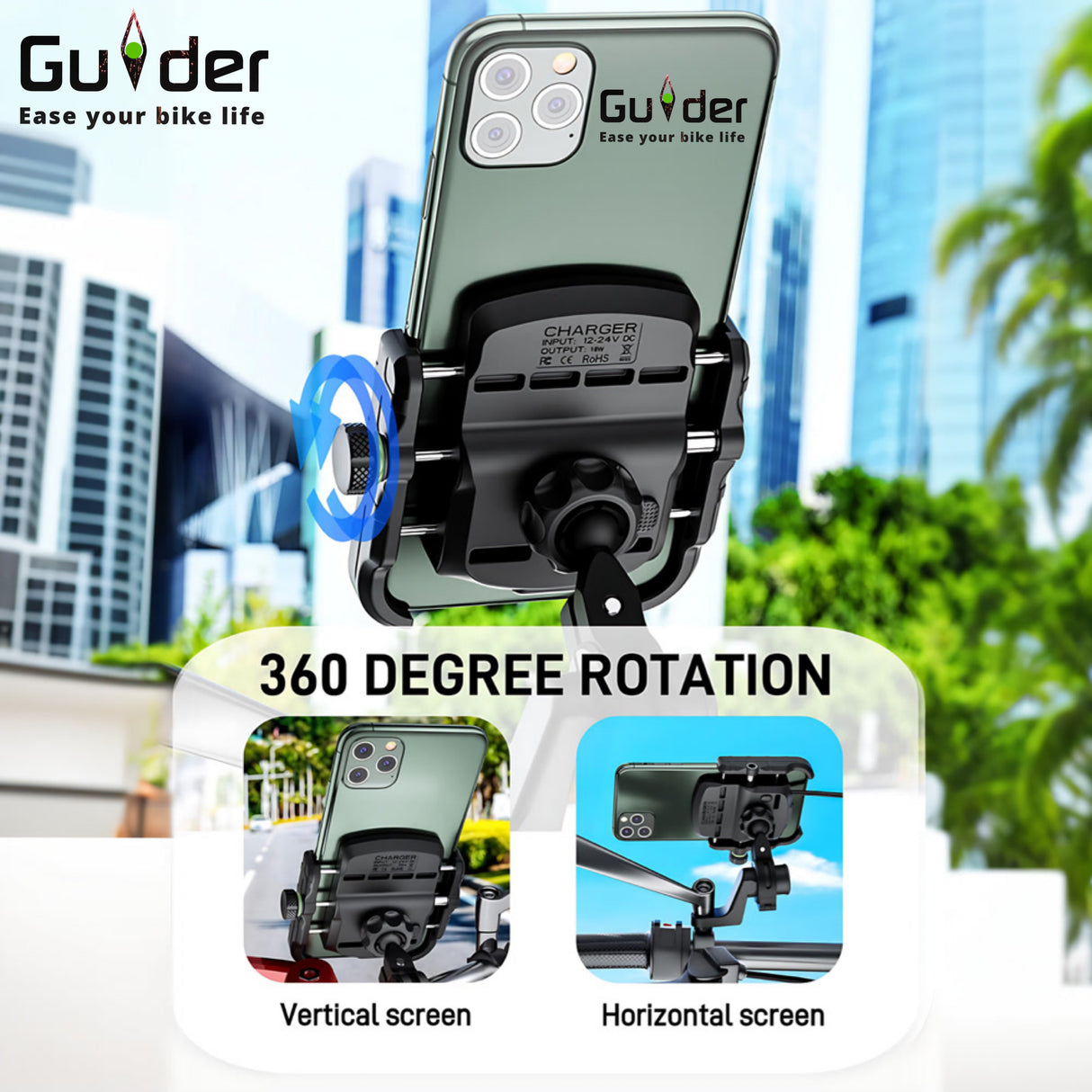 GUIDER M8 PHONE HOLDER WITH CHARGER