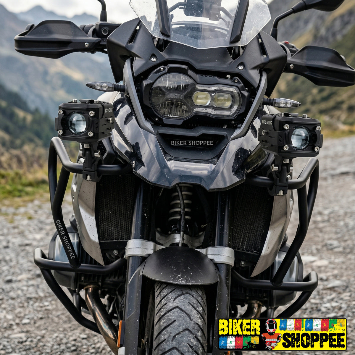 MOTO GENIUS VK260 70W WHITE & YELLOW LED AUXILIARY FOG LIGHT WITH WIRING HARNESS & SWITCH | BIKER SHOPPEE