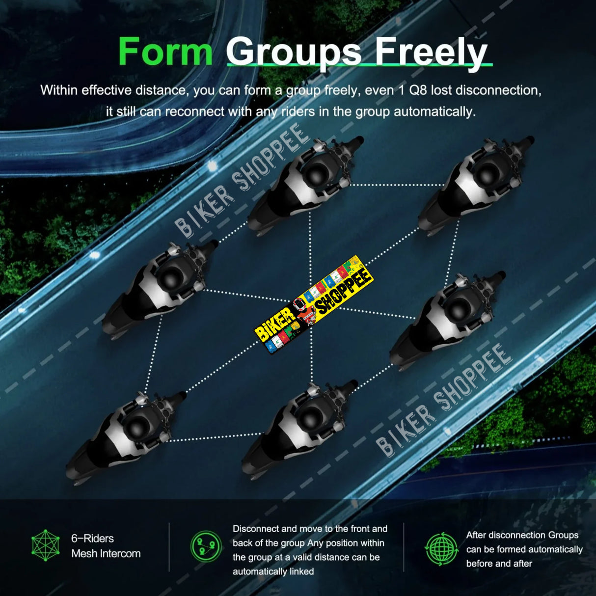 EJEAS Q8 MESH MOTORCYCLE INTERCOM SYSTEM