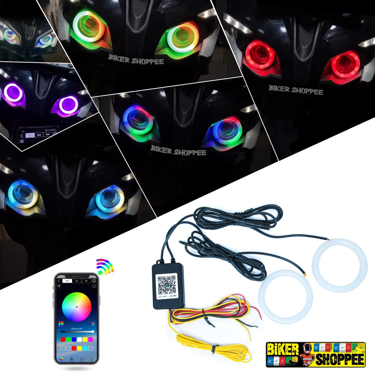 RGB 60MM ILLUSION ANGEL EYE RING LIGHT KIT PULSAR RS 200 | BIKER SHOPPEE
