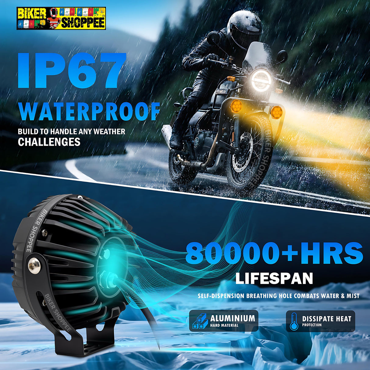 LITTLE MONSTER VK70 THUNDER SEVEN LED FOG LIGHT WITH WIREHARNESS AND SWITCH