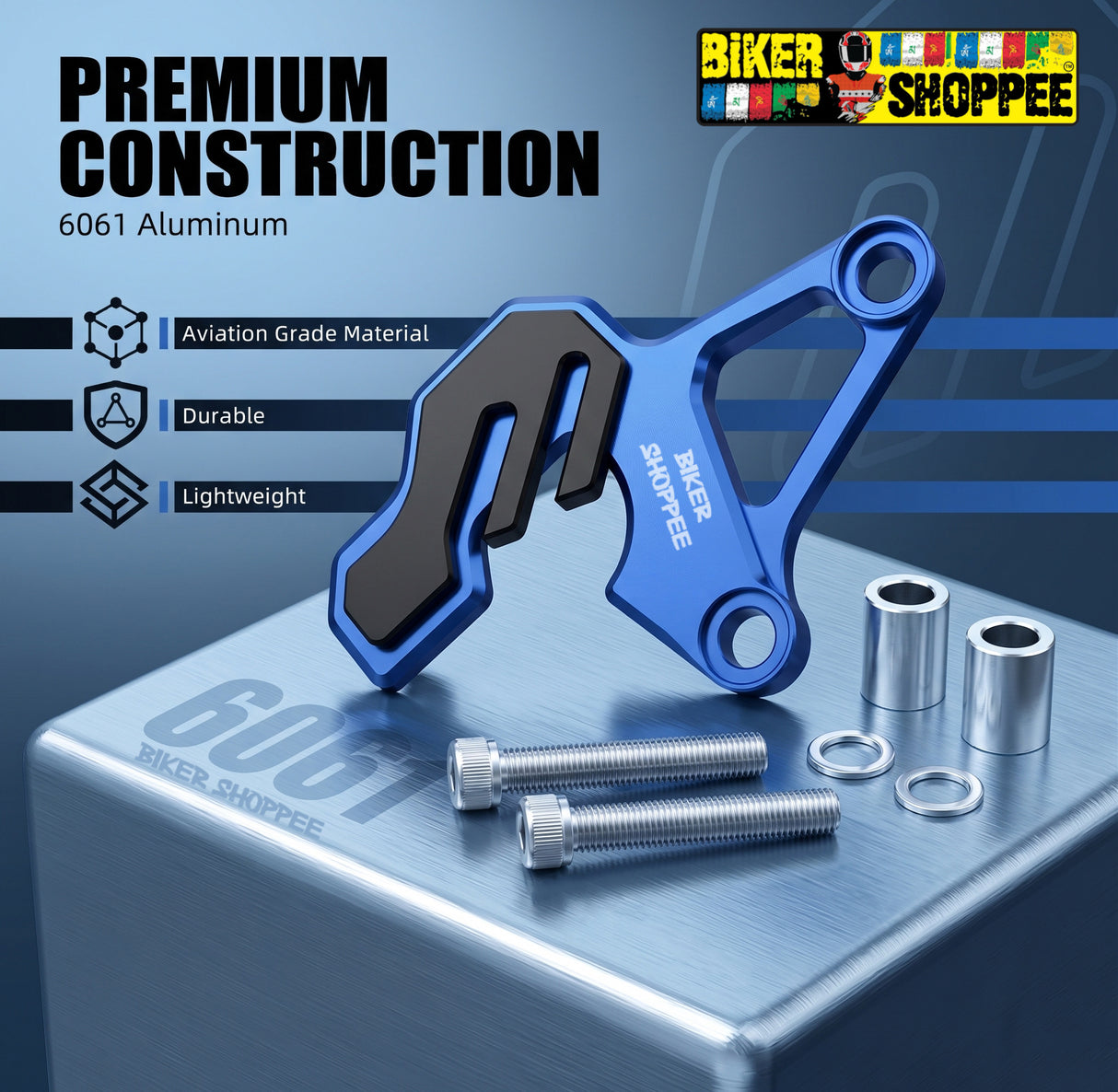 UNIVERSAL CNC BRAKE CALIPER PROTECTOR BLUE | BIKER SHOPPEE