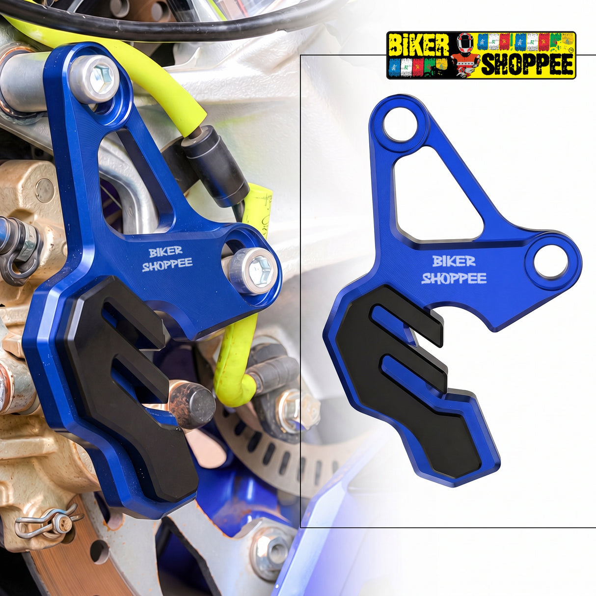 UNIVERSAL CNC BRAKE CALIPER PROTECTOR BLUE | BIKER SHOPPEE