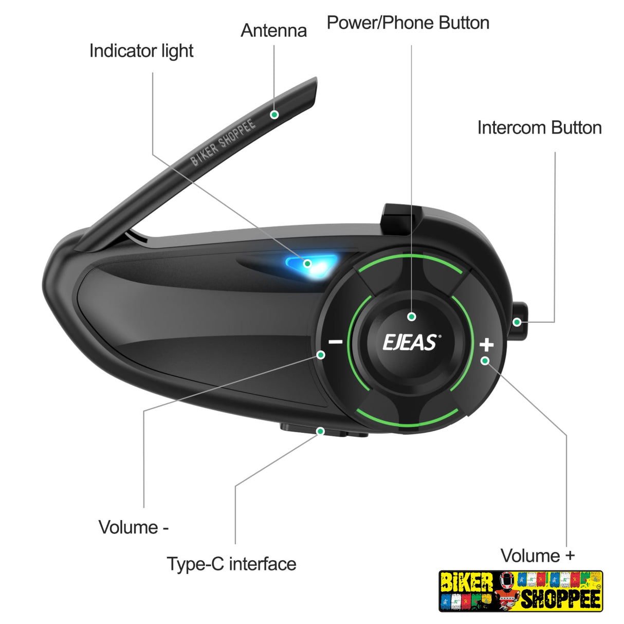 EJEAS Q8 MESH MOTORCYCLE INTERCOM SYSTEM