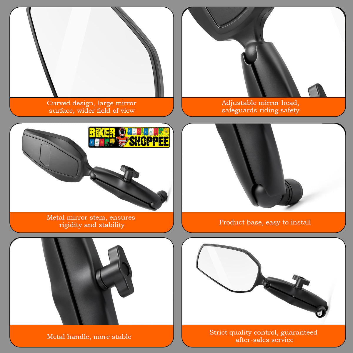 DOUBLETAKE ADJUSTABLE TOURING MOTORCYCLE REAR VIEW MIRROR PAIR | BIKER SHOPPEE