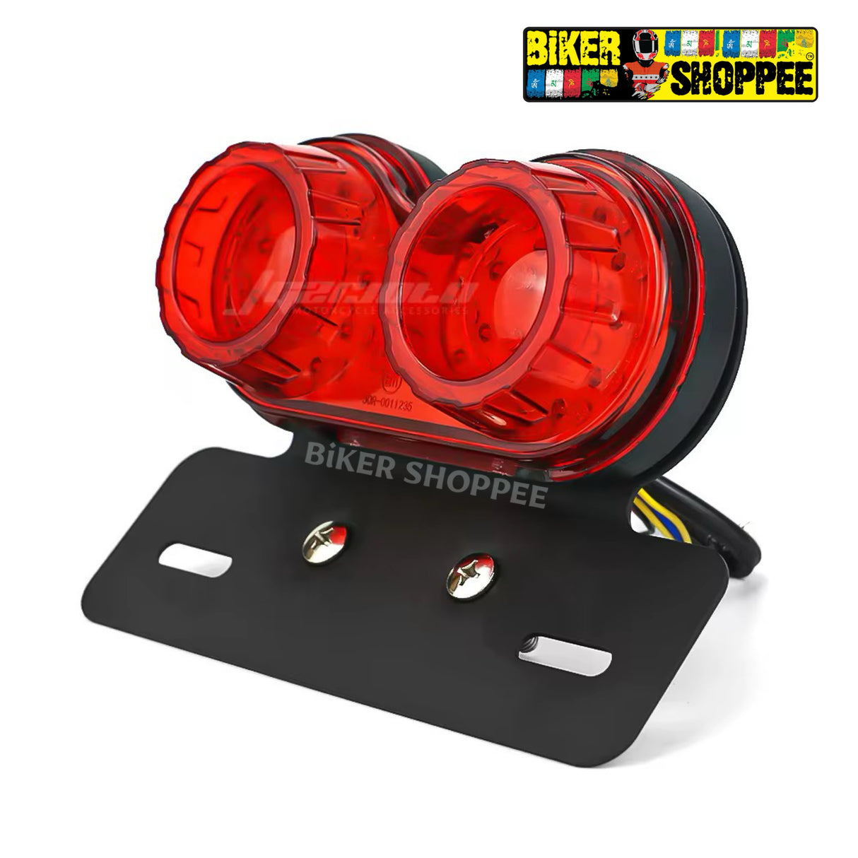 DOUBLE ROUND LED CUSTOM MOTORCYCLE TAIL LIGHT RED | BIKER SHOPPEE