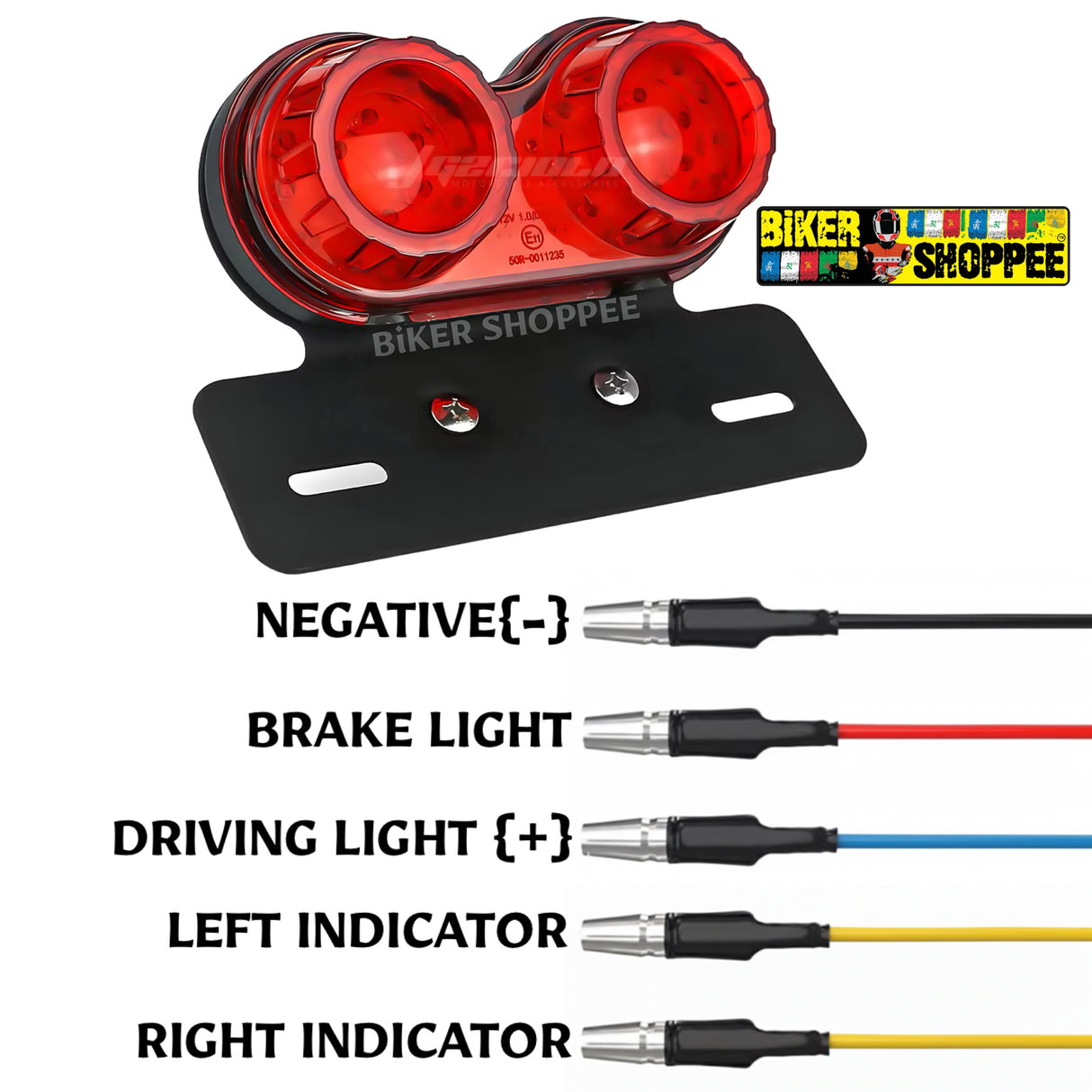 DOUBLE ROUND LED CUSTOM MOTORCYCLE TAIL LIGHT RED | BIKER SHOPPEE