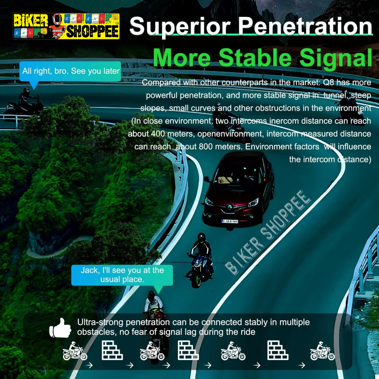 EJEAS Q8 MESH MOTORCYCLE INTERCOM SYSTEM