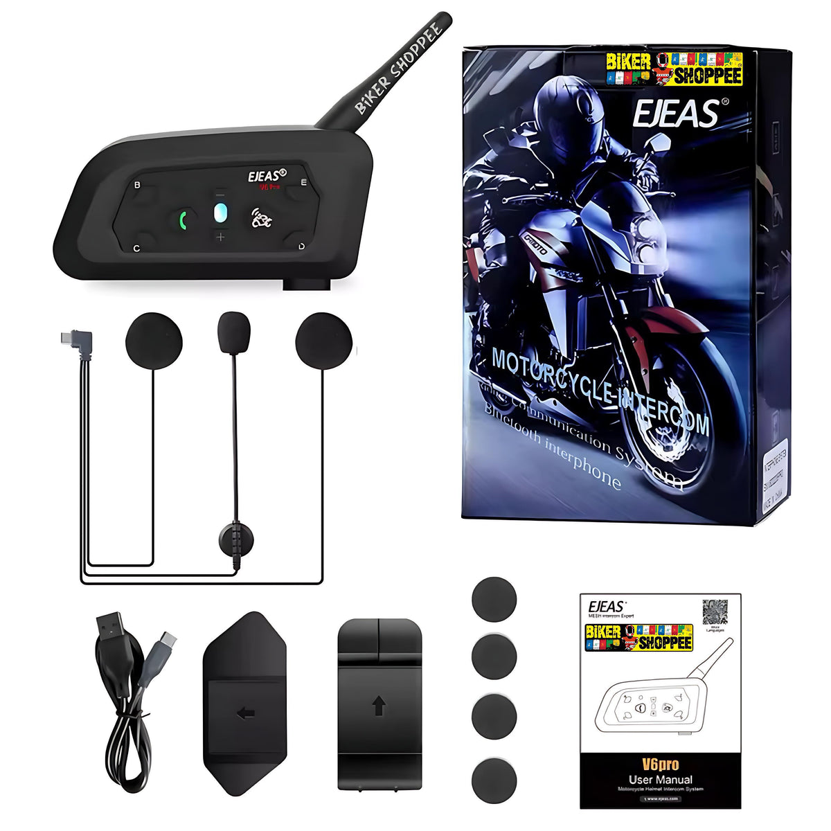 EJEAS V6 PRO+ MOTORCYCLE BLUETOOTH INTERCOM SYSTEM | BIKER SHOPPEE