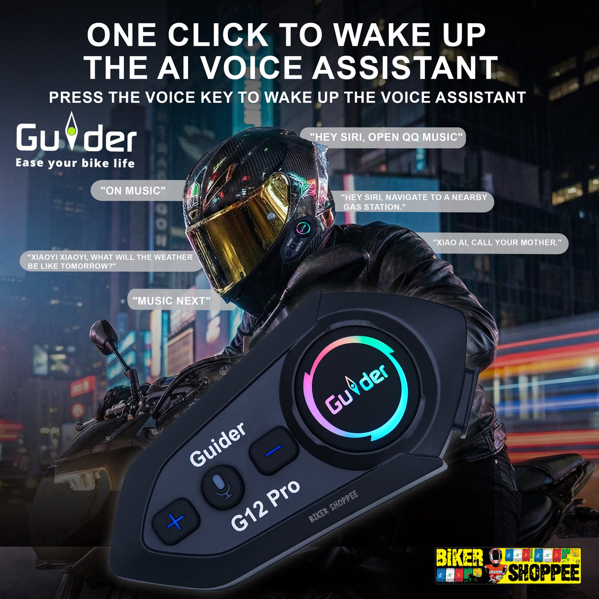 GUIDER G12 PRO MOTORCYCLE INTERCOM HEADSET