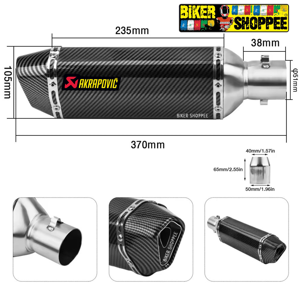 AKRAPOVIC 6 CUT EXHAUST CARBON