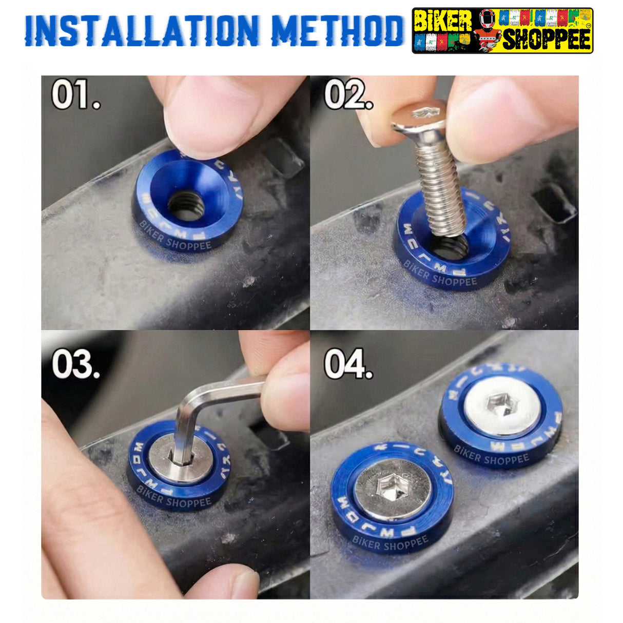 AERO RACEFLEX CNC BOLT & WASHER KIT SETOF10 BLUE | BIKER SHOPPEE