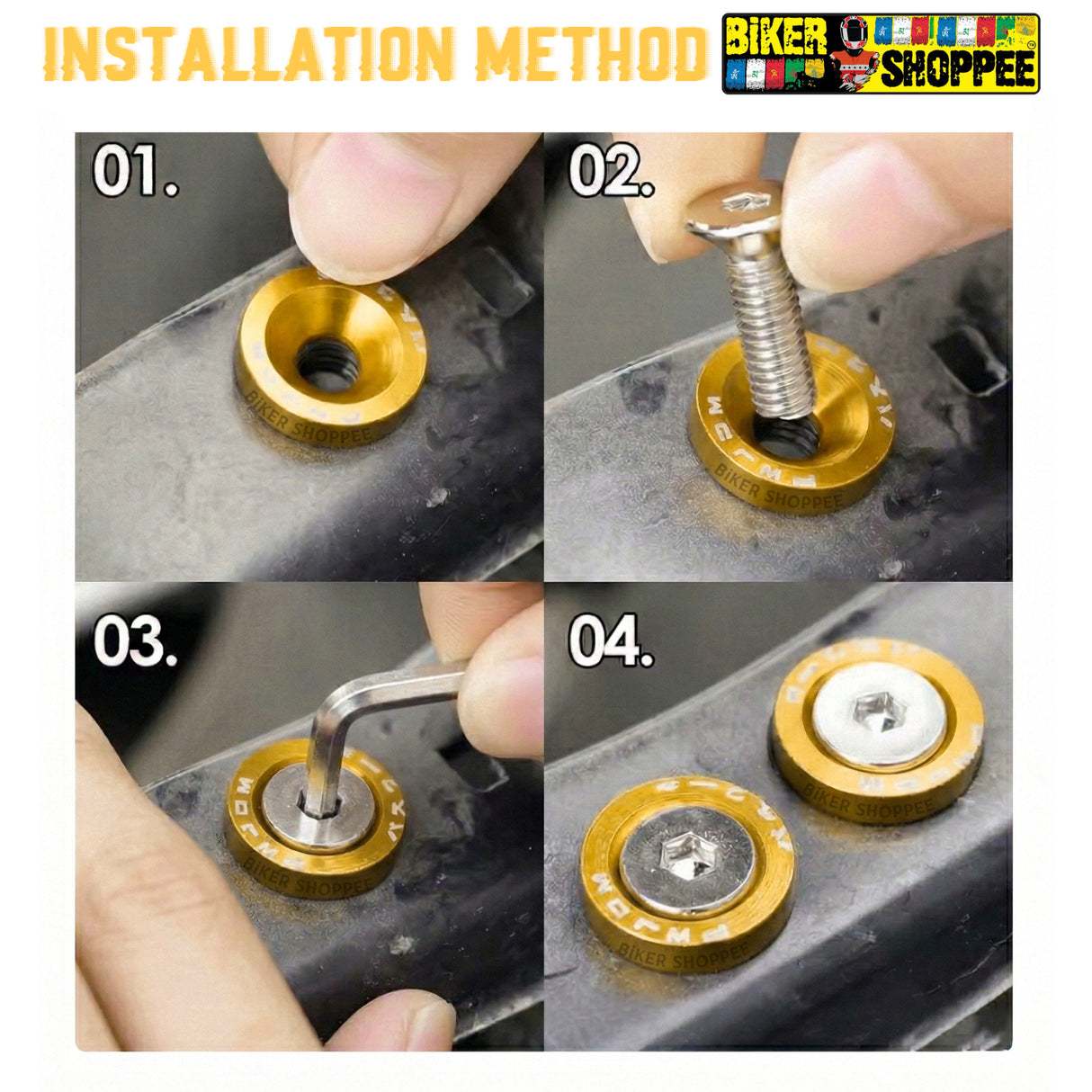 AERO RACEFLEX CNC BOLT & WASHER KIT SETOF10 GOLDEN | BIKER SHOPPEE