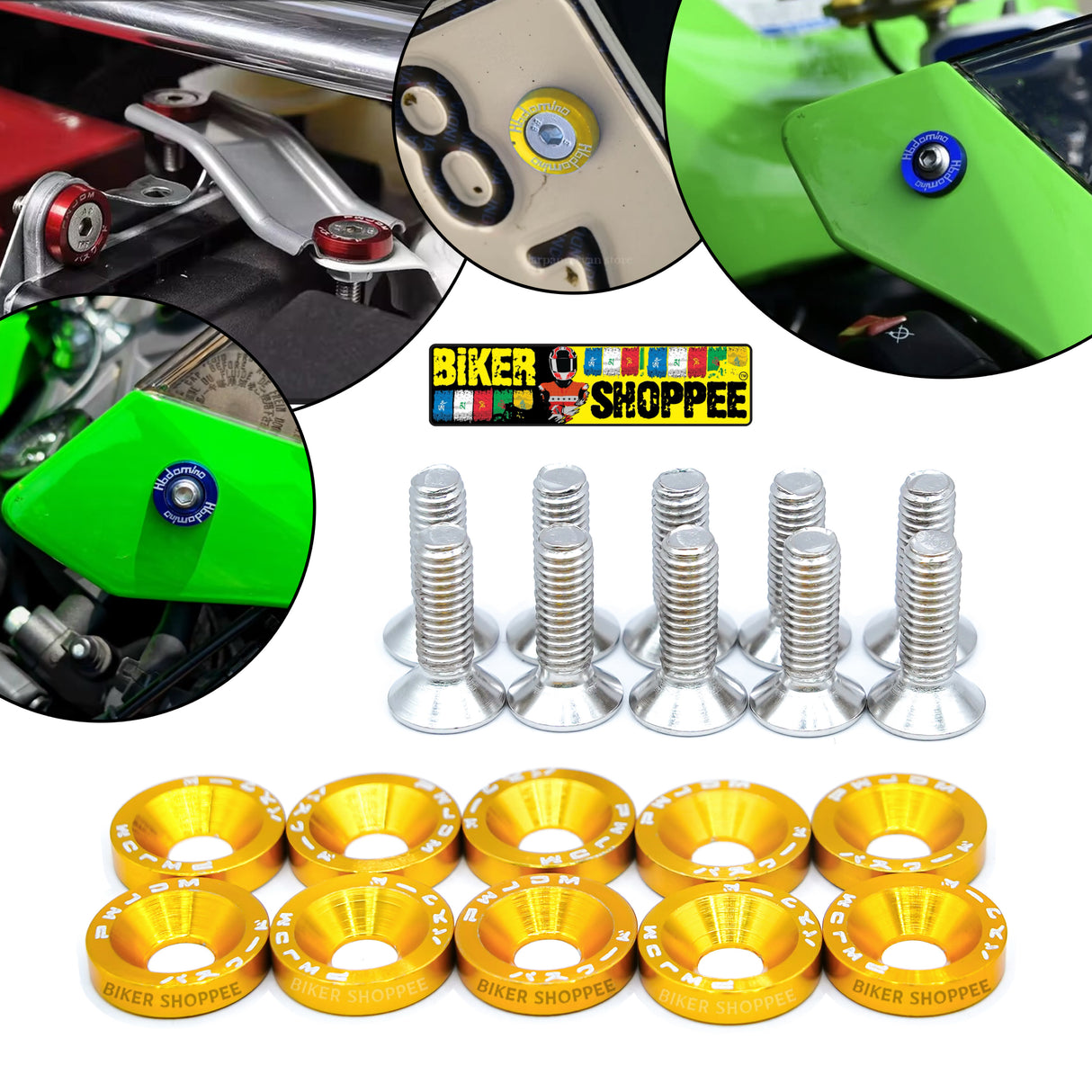 AERO RACEFLEX CNC BOLT & WASHER KIT SETOF10 GOLDEN | BIKER SHOPPEE