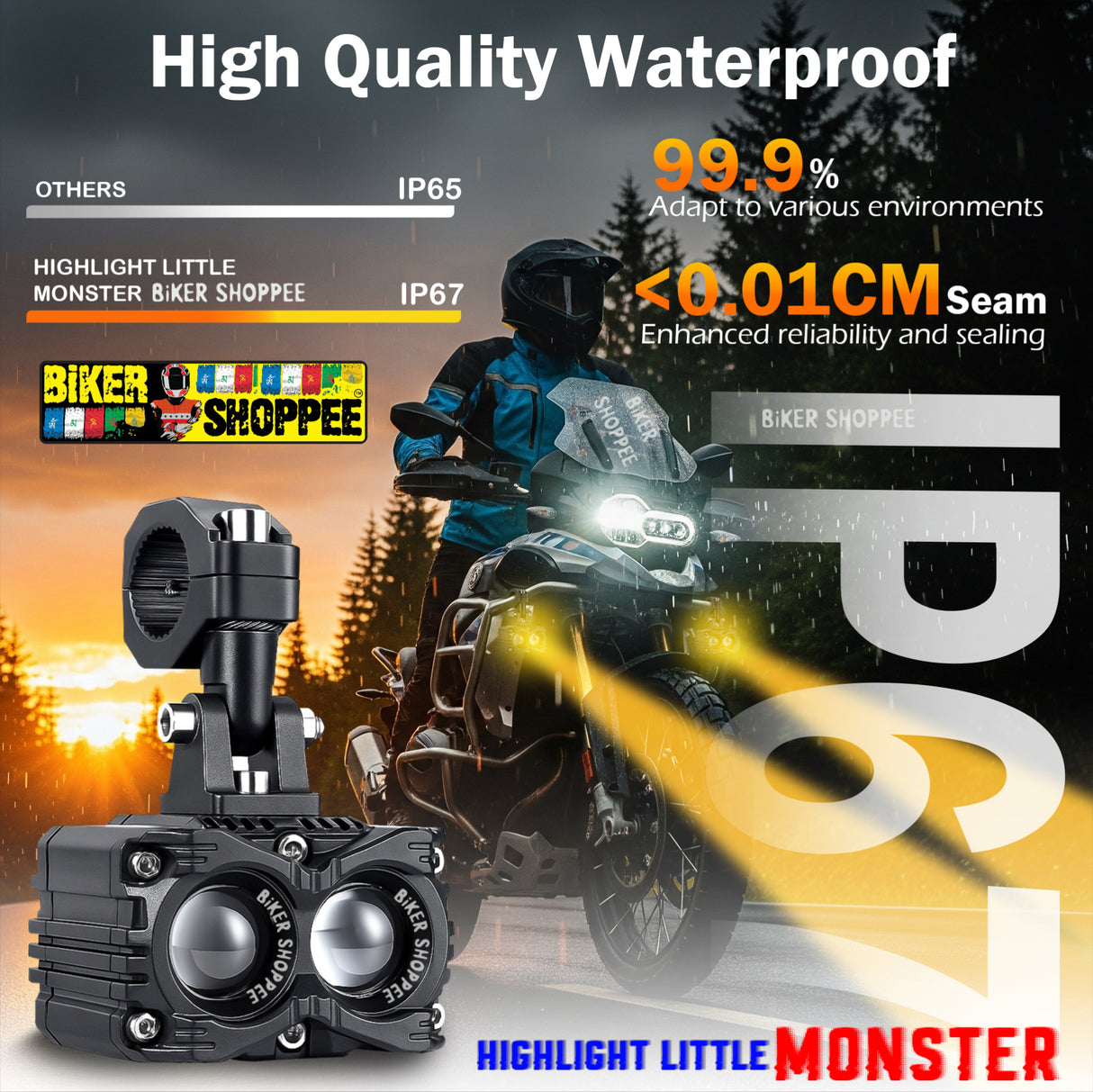 LITTLE MONSTER MK05 LED FOG LIGHT WITH WIRING WITH LED SWITCH