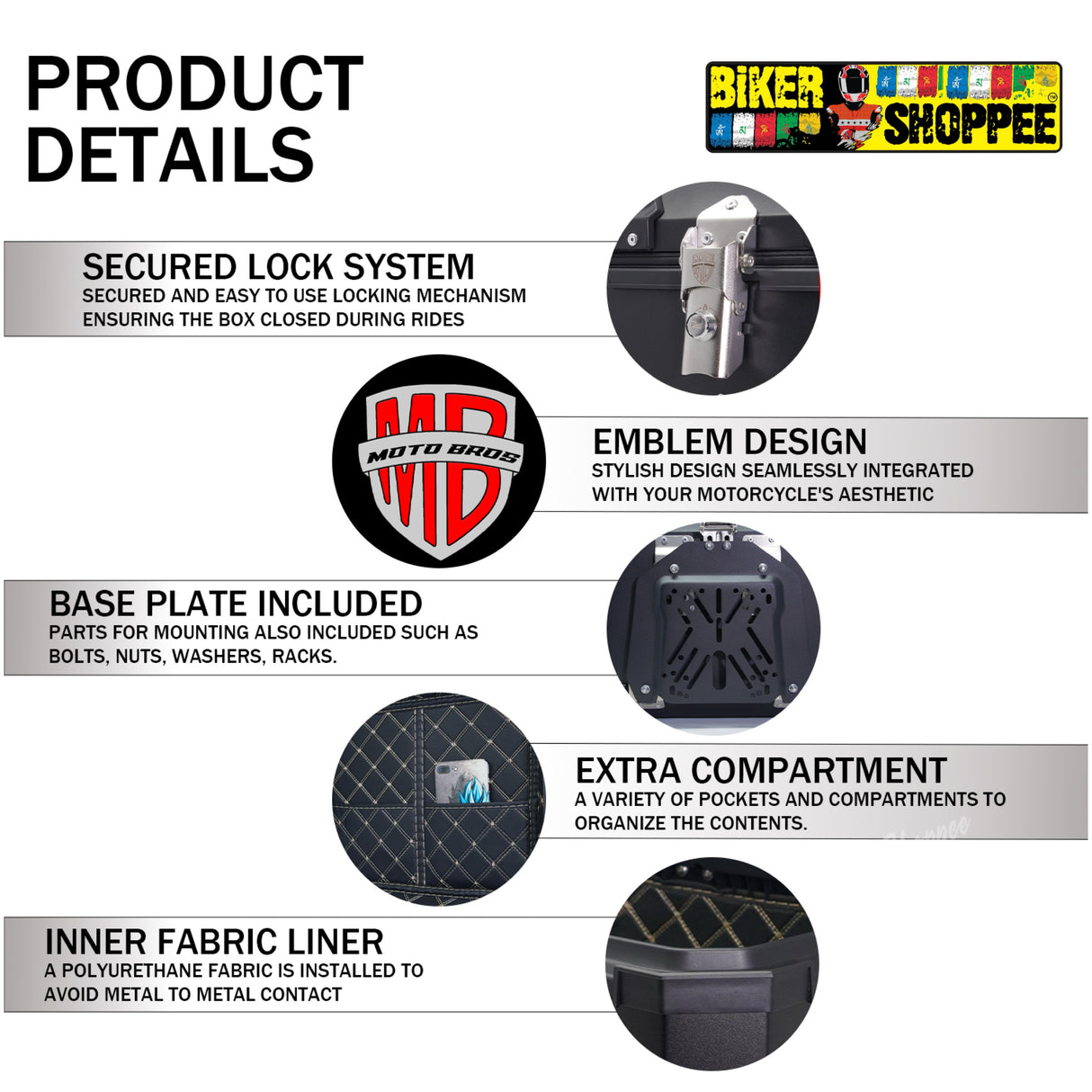 MOTOBROS ALLOY 28L TOP BOX BLACK