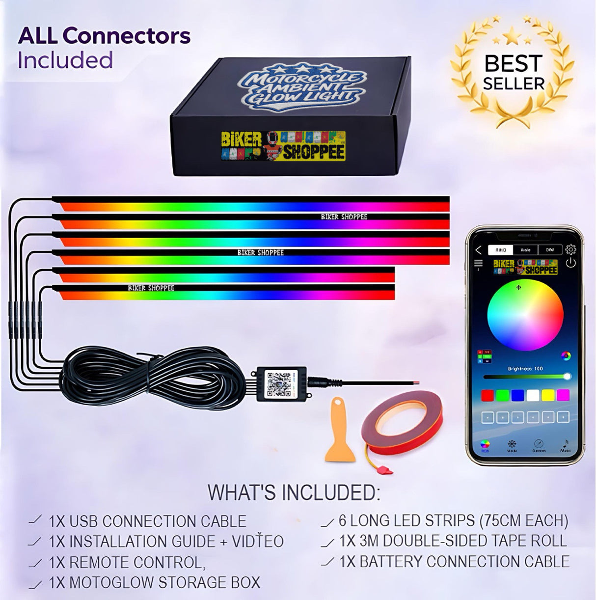 RGB SMART AMBIENT GLOW LIGHT FOR MOTORCYCLE | BIKER SHOPPEE