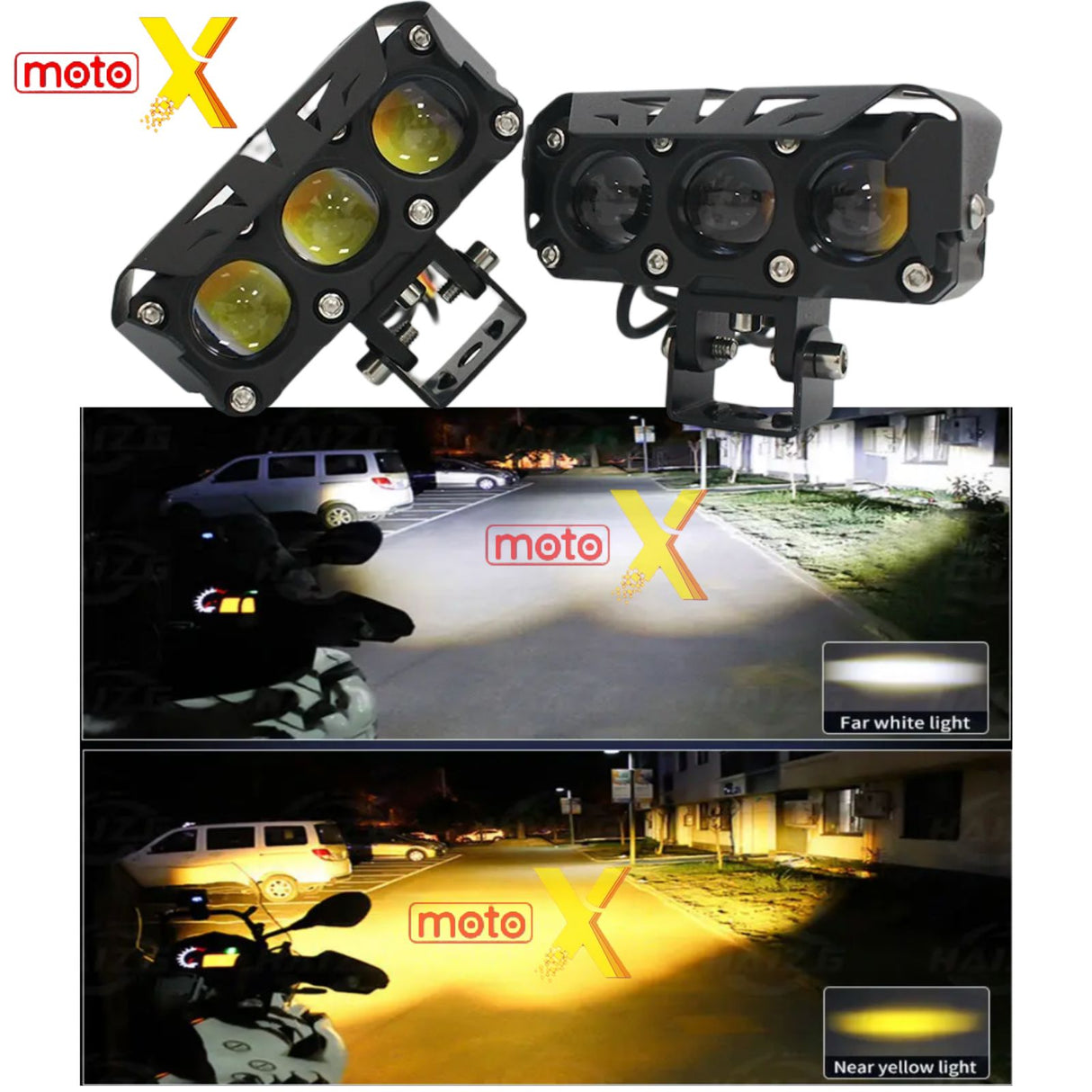 TRI STAR LED FOG LIGHT WITH WIREHARNESS AND SWITCH MOTO X