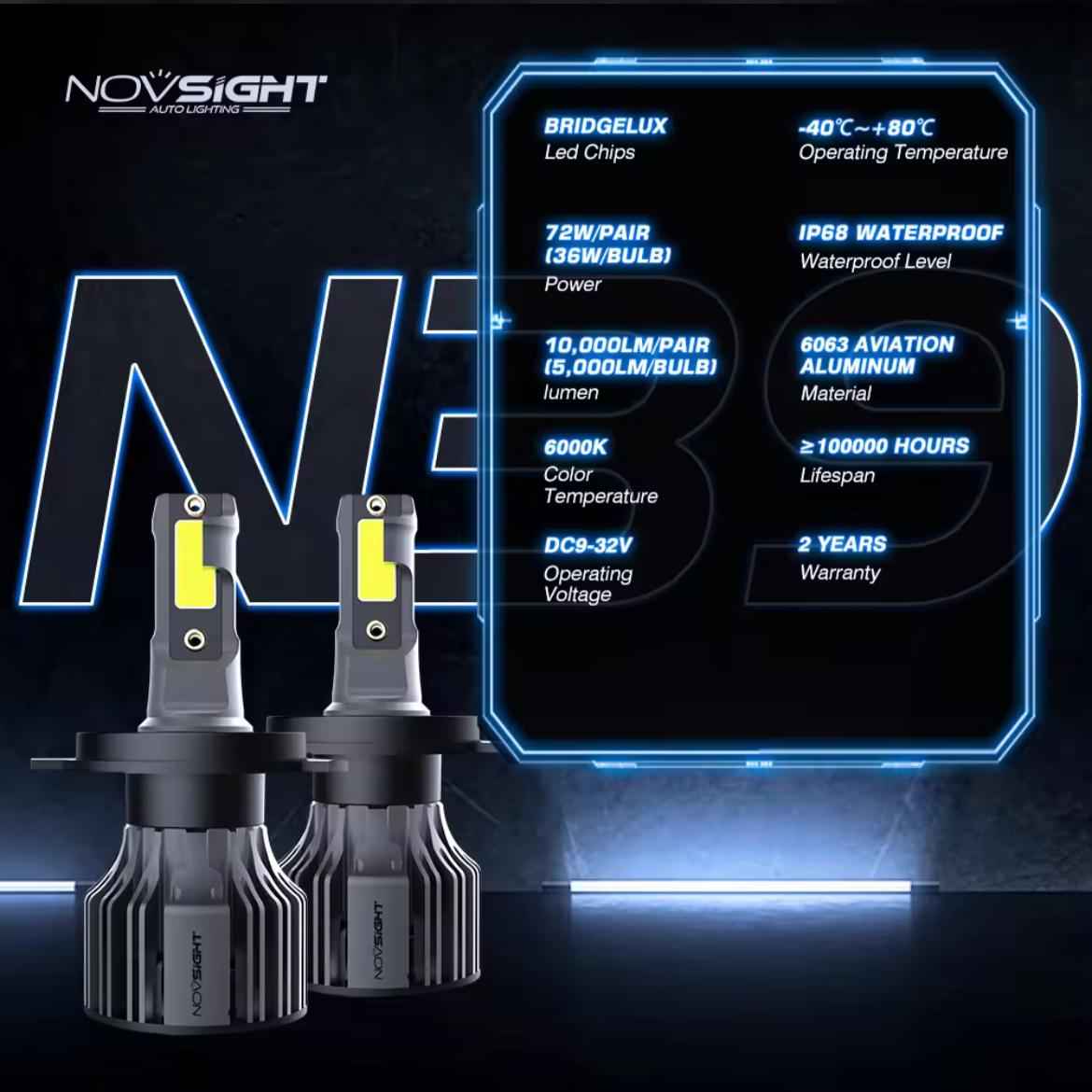 NOVSIGHT H4 LED HEADLIGHT BULB PAIR