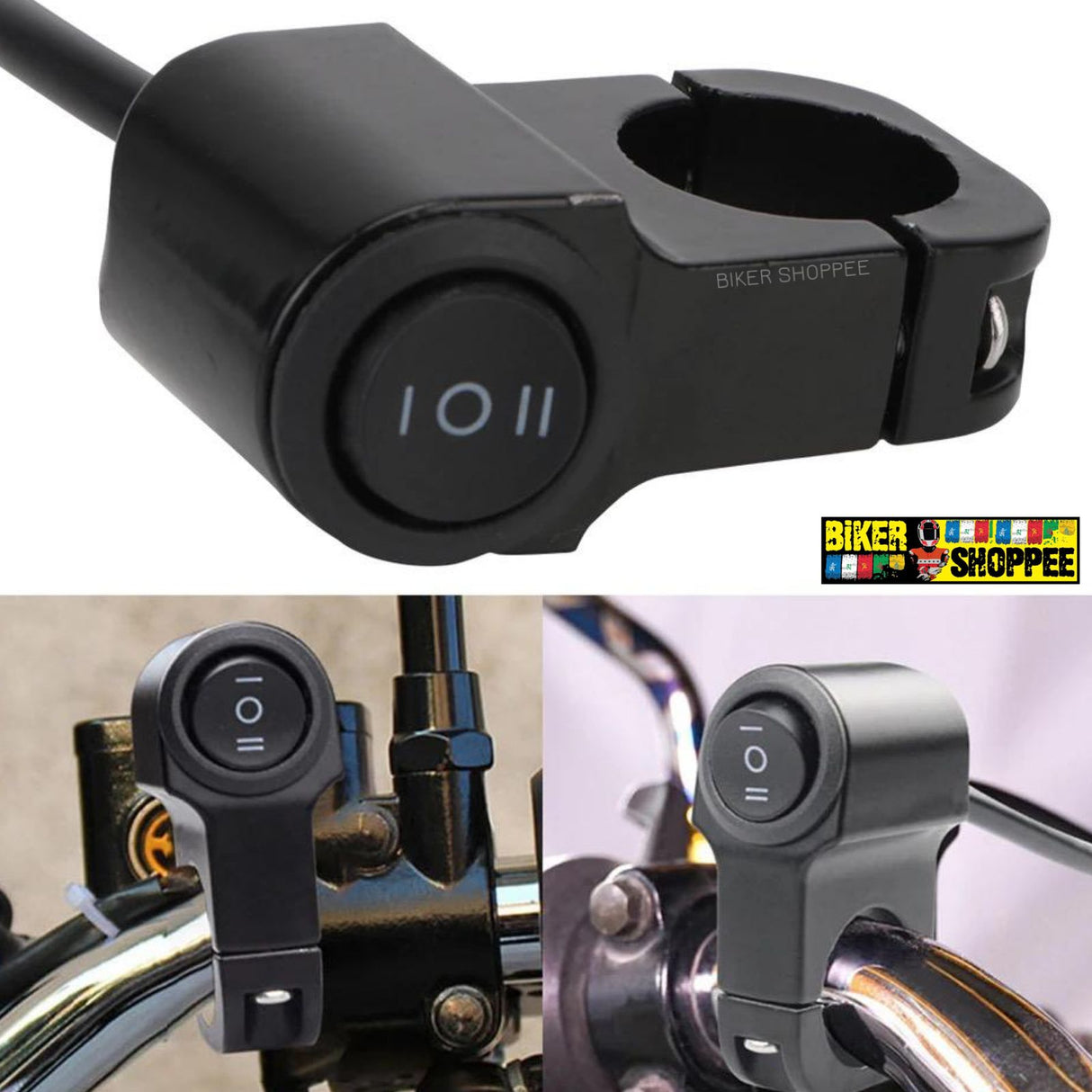 SINGLE 3 WAY SWITCH FOR MOTORCYCLE (BLACK)