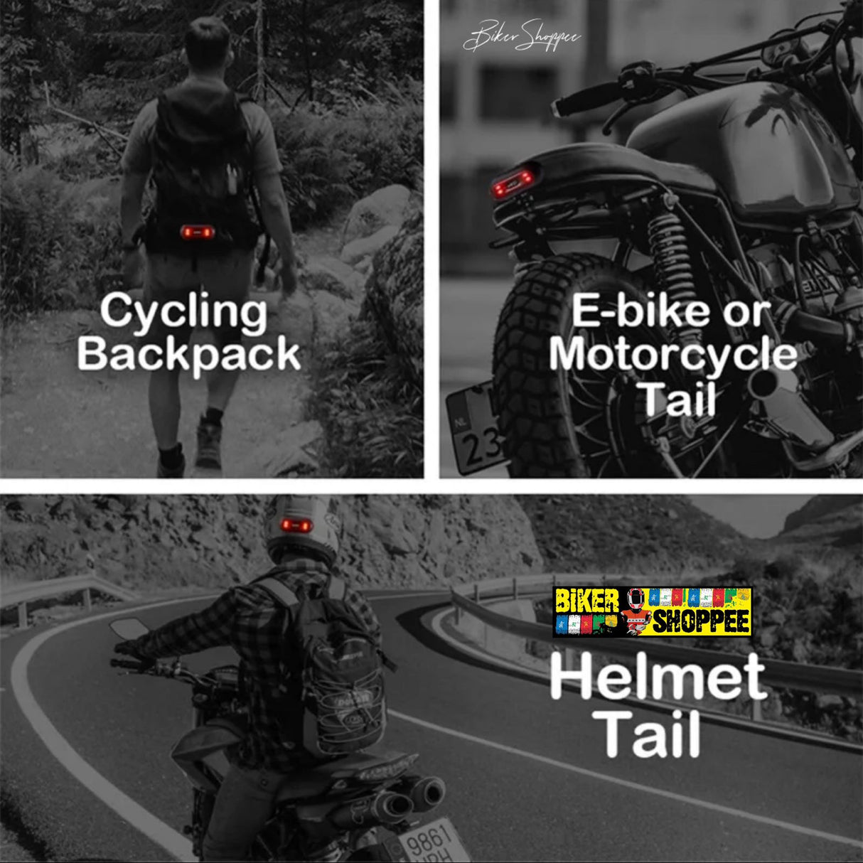 HELMET FLASH LIGHT 3 MODE RED