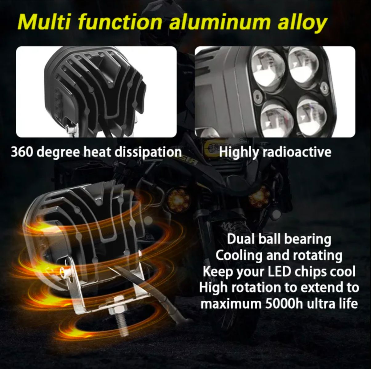 FOUR CREE LED FOG LIGHT WITH WIREHARNESS AND SWITCH MOTO X