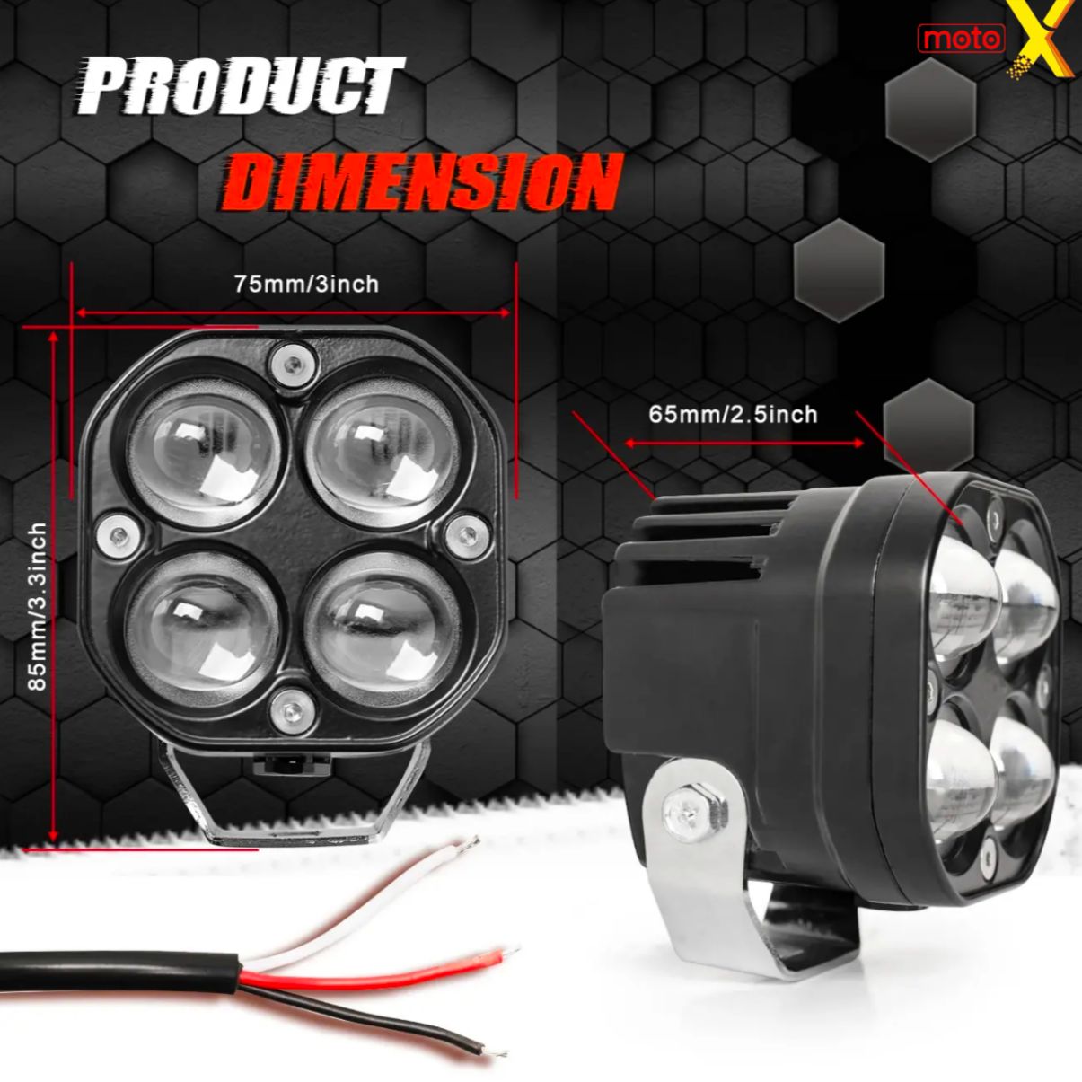 FOUR CREE LED FOG LIGHT WITH WIREHARNESS AND SWITCH MOTO X