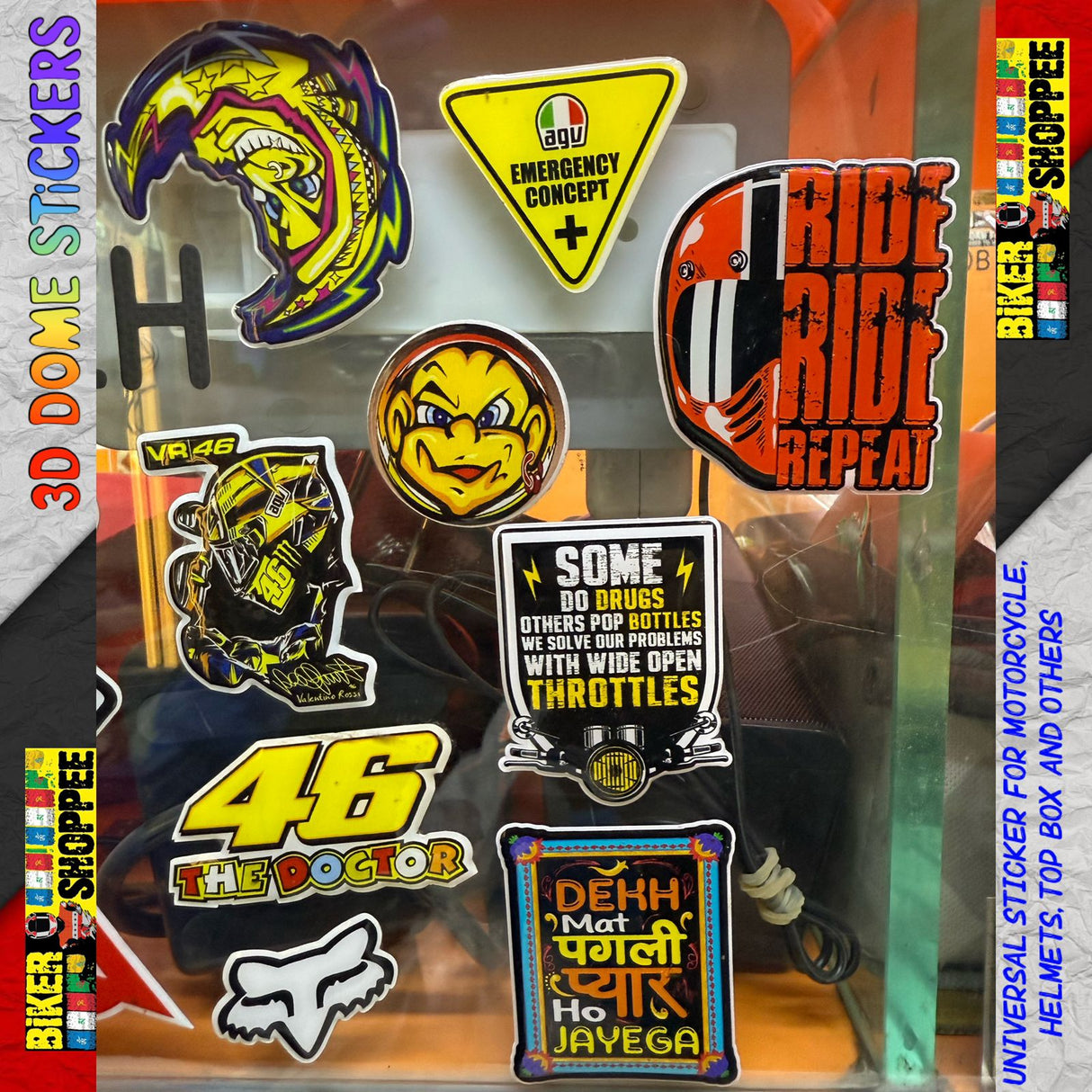 UNIVERSAL 3D DOME EMBOSSE MOTO STICKER THE DOCTOR