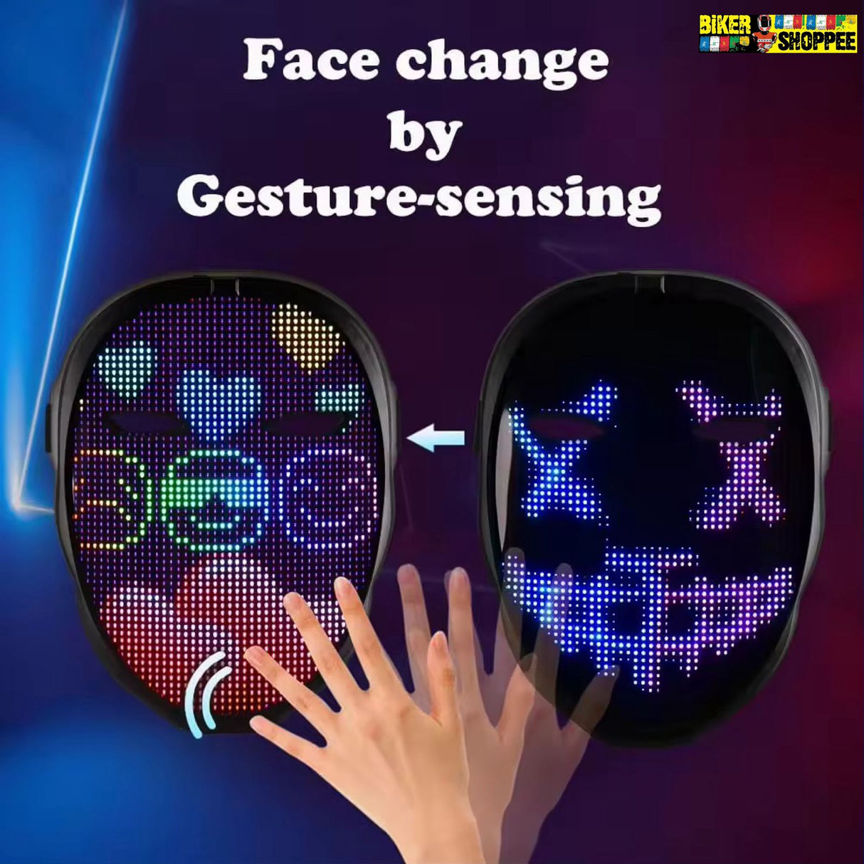 BIKER MR HALLOWEEN LED GLOW SHINING MASK APP