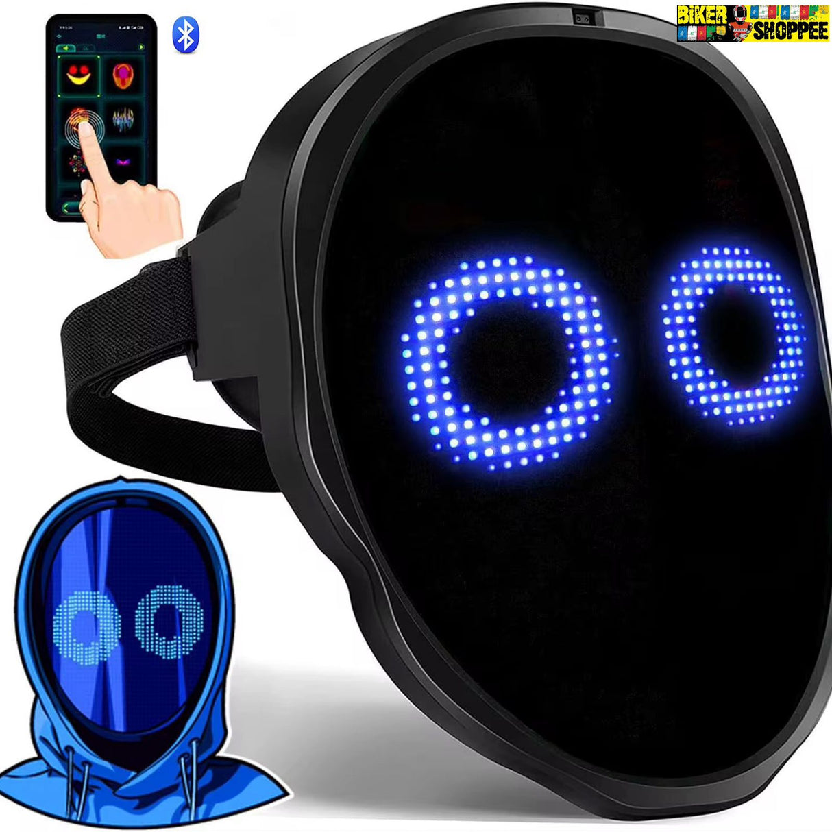BIKER MR HALLOWEEN LED GLOW SHINING MASK APP