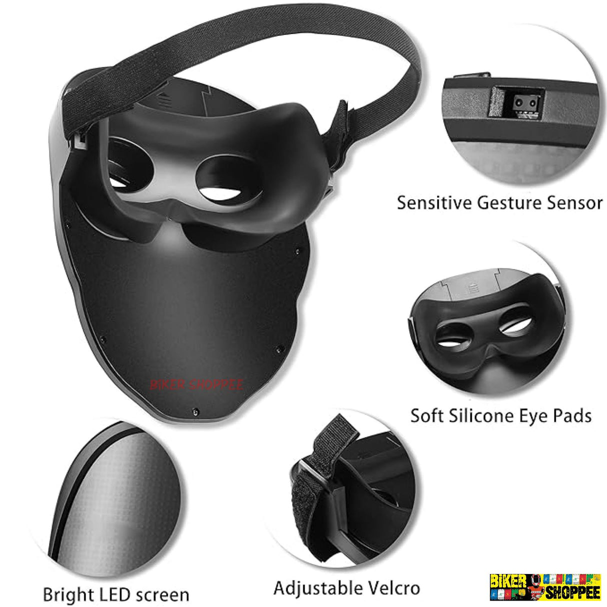 BIKER MR HALLOWEEN LED GLOW SHINING MASK APP