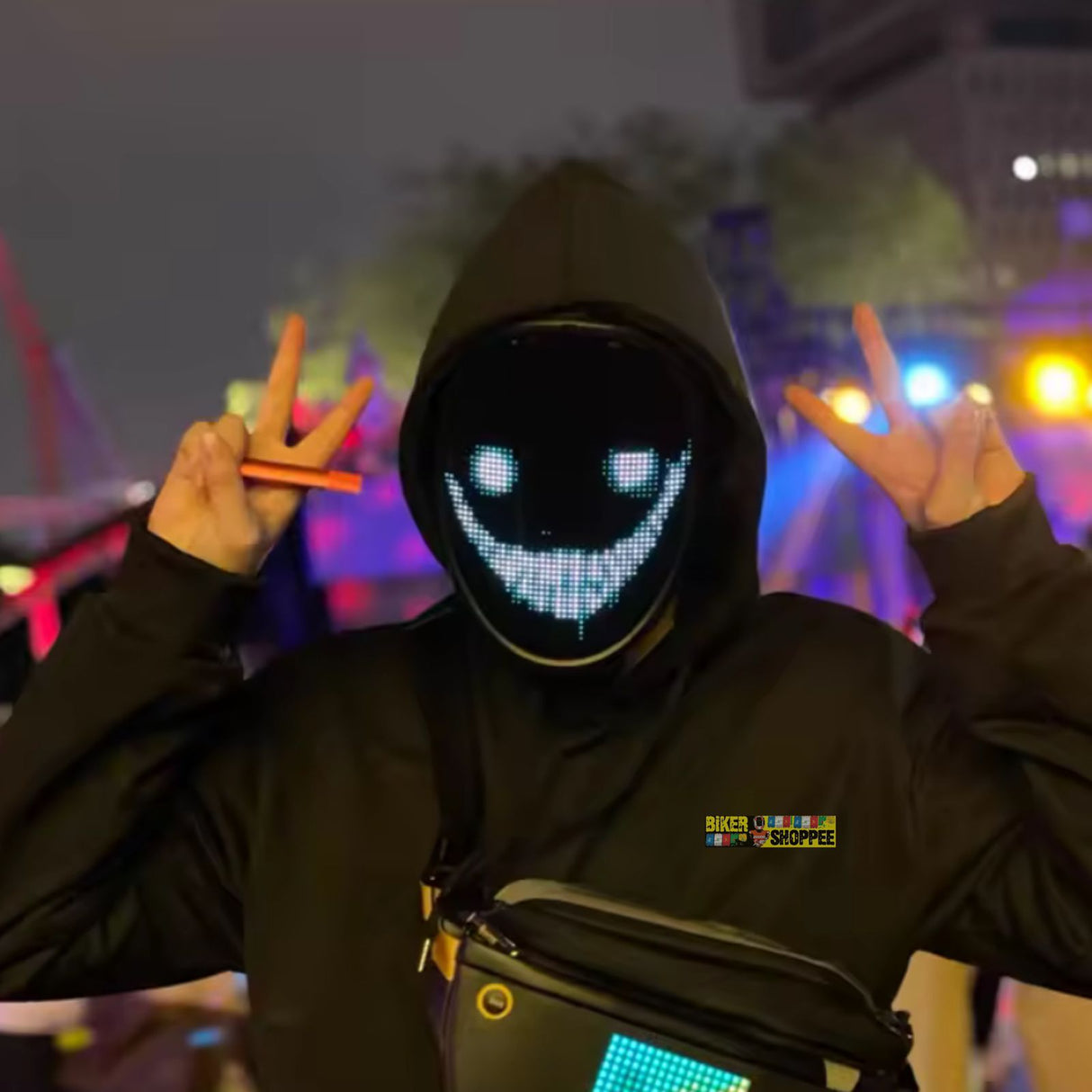 BIKER MR HALLOWEEN LED GLOW SHINING MASK APP