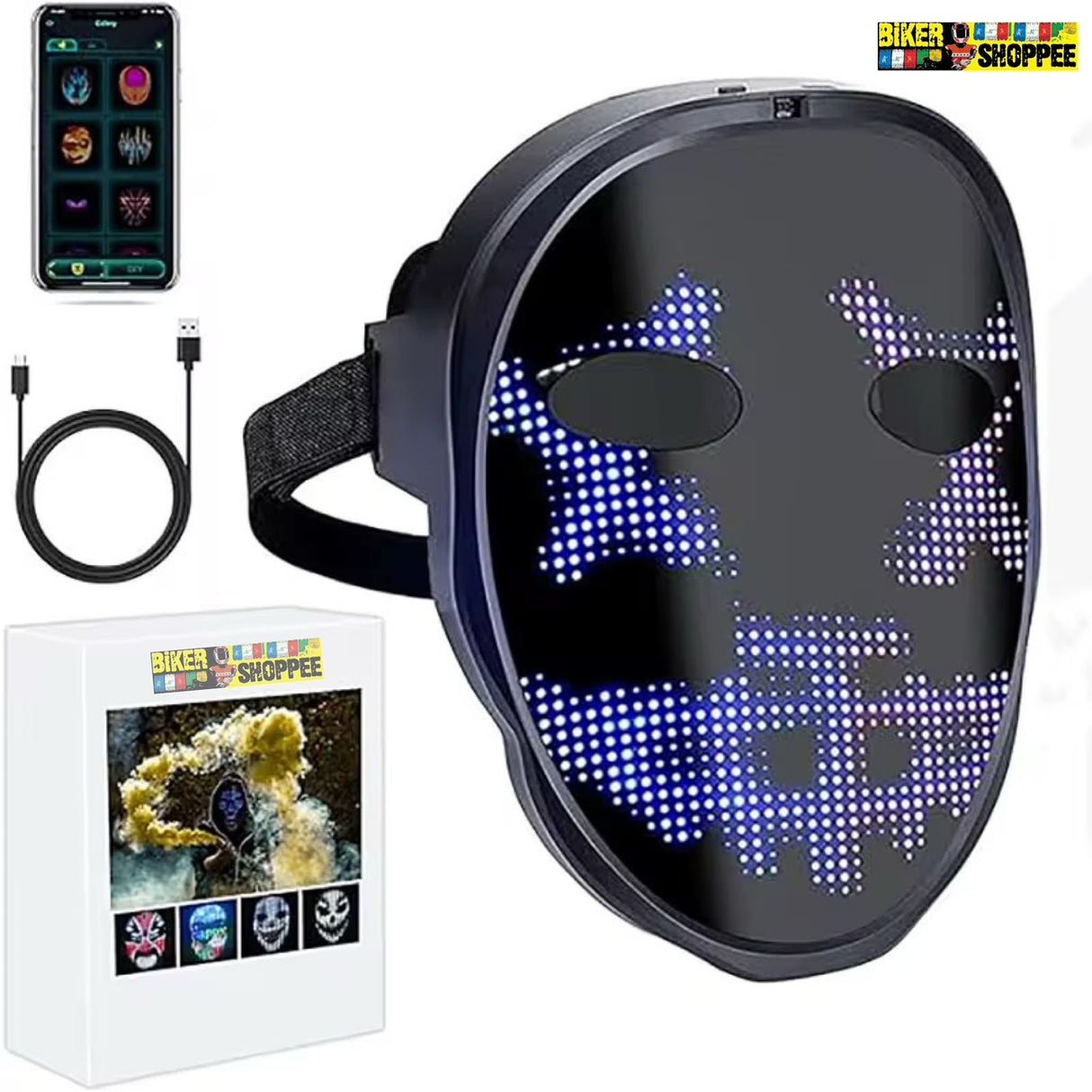 BIKER MR HALLOWEEN LED GLOW SHINING MASK APP