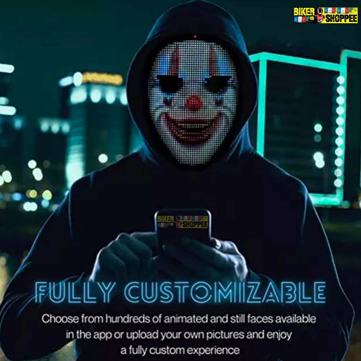 BIKER MR HALLOWEEN LED GLOW SHINING MASK APP