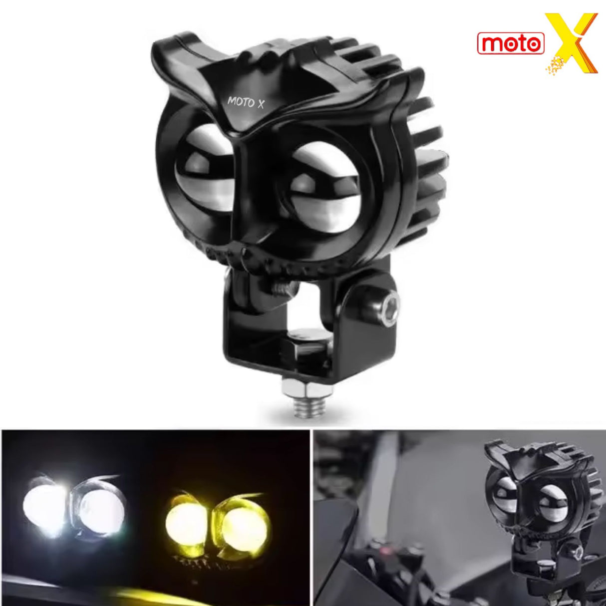 OWL WHITE / YELLOW 4 MODE LED FOG LIGHT PAIR MOTO X