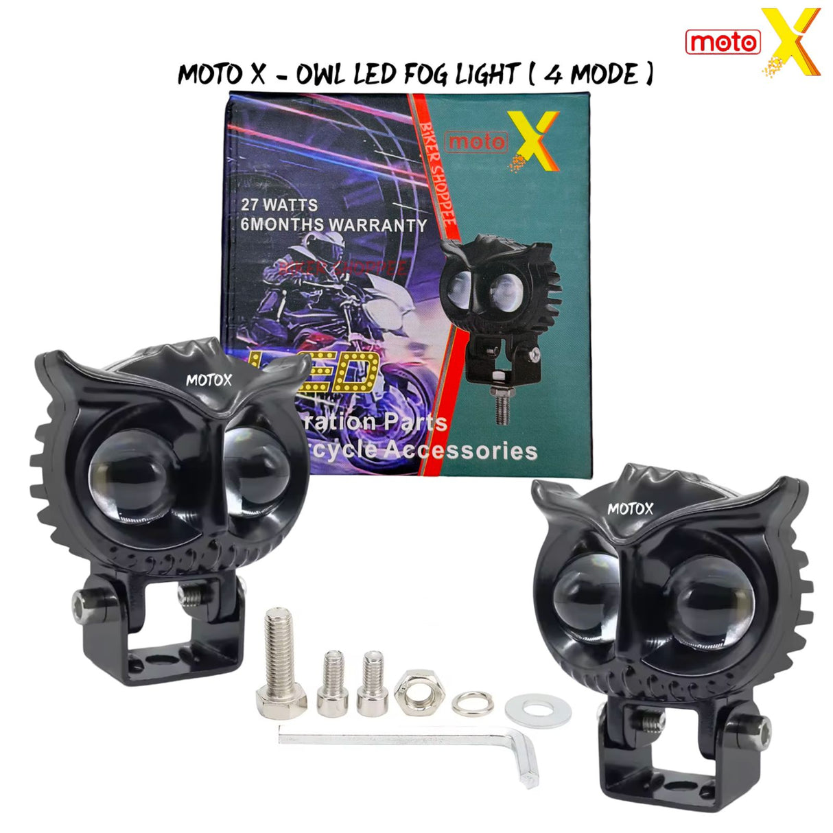OWL WHITE / YELLOW 4 MODE LED FOG LIGHT PAIR MOTO X