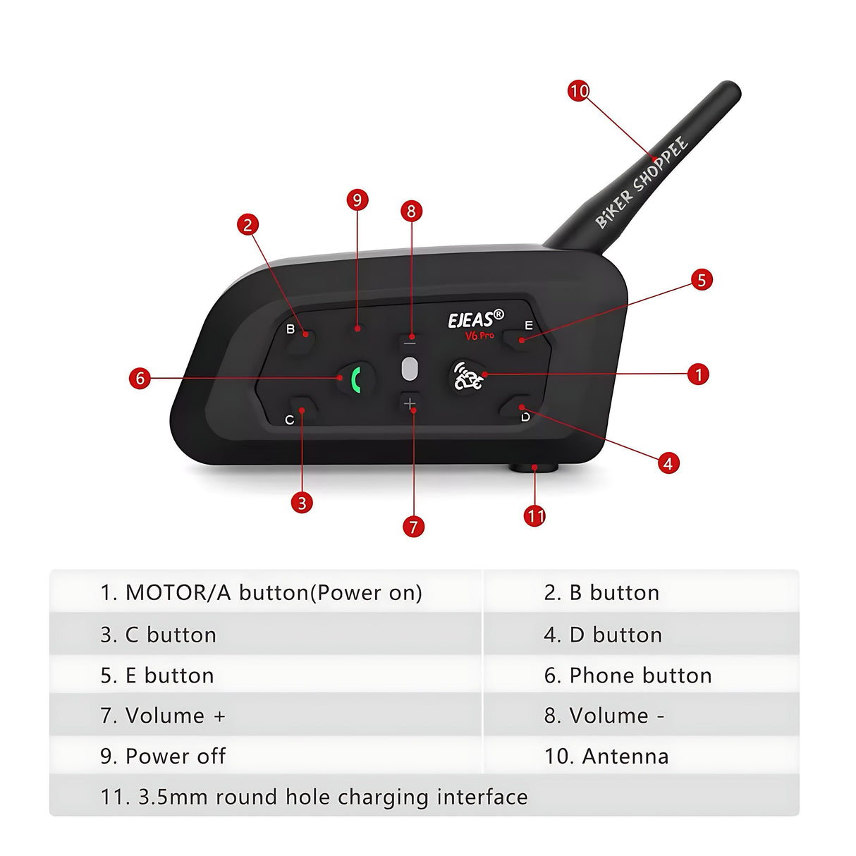 EJEAS V6 PRO+ HOT MOTORCYCLE BLUETOOTH INTERCOM SYSTEM