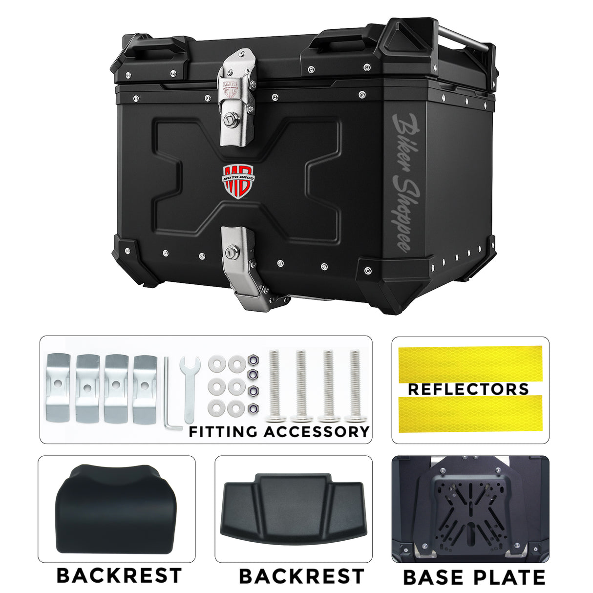 MOTOBROS ALLOY 55L TOP BOX BLACK