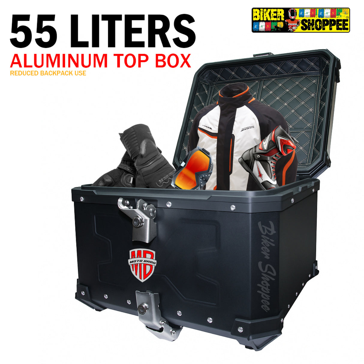 MOTOBROS ALLOY 55L TOP BOX BLACK