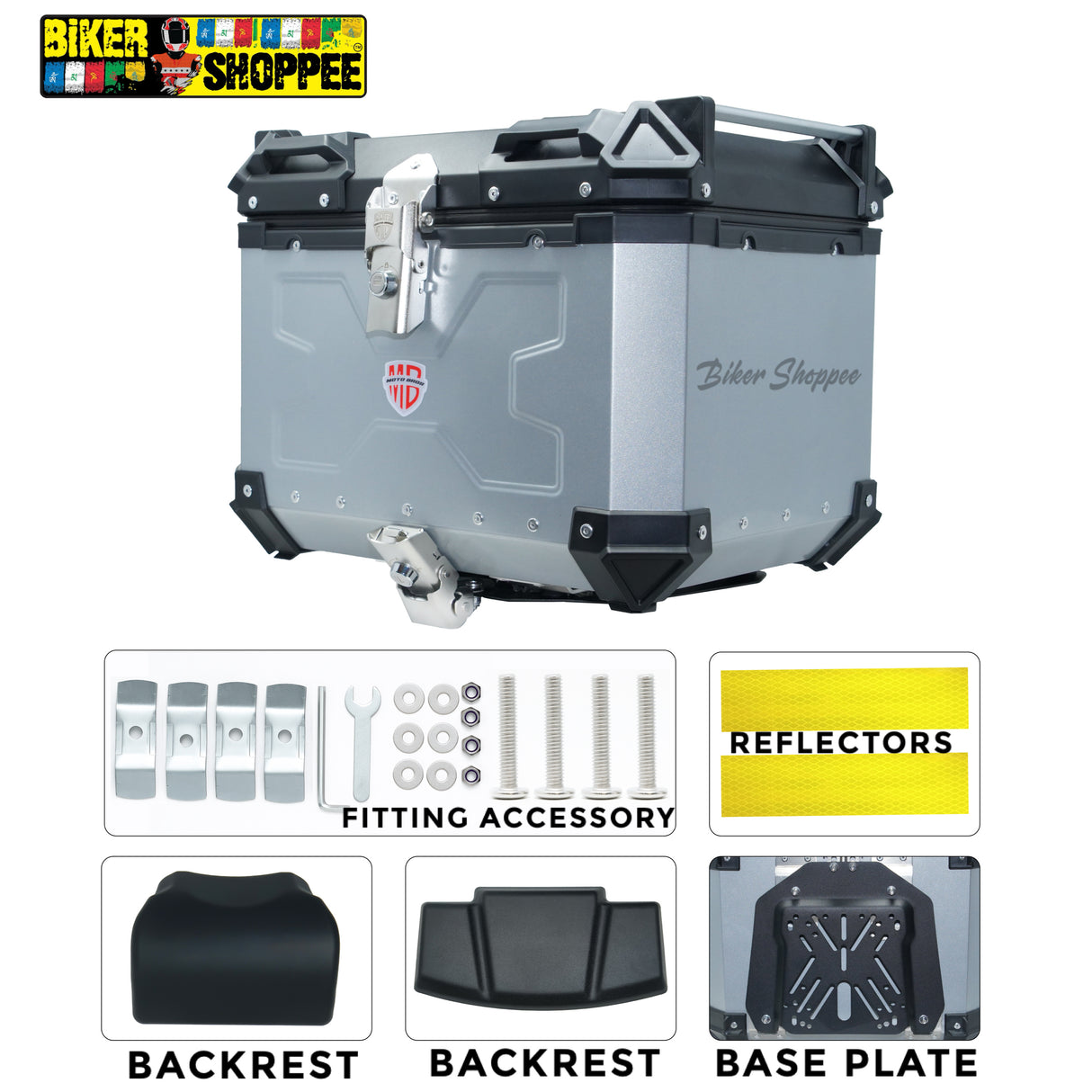 MOTOBROS ALLOY 45L TOP BOX SILVER