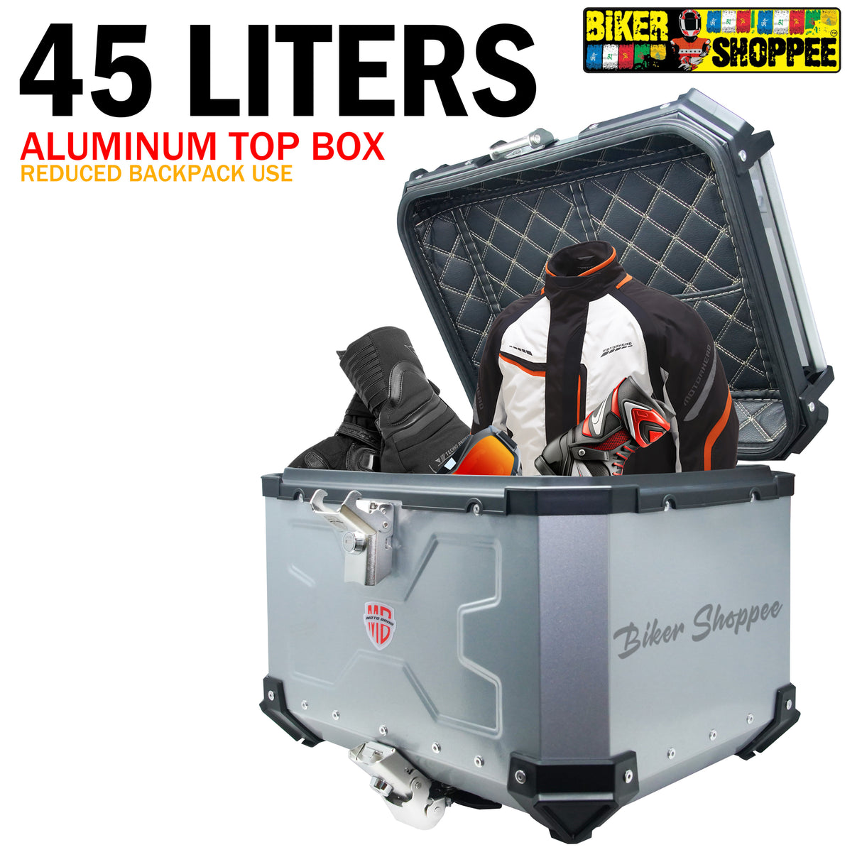 MOTOBROS ALLOY 45L TOP BOX SILVER