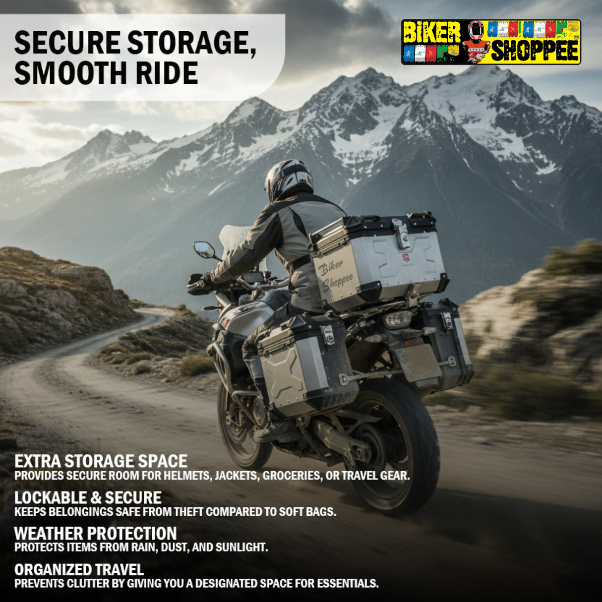 MOTOBROS ALLOY 45L TOP BOX SILVER