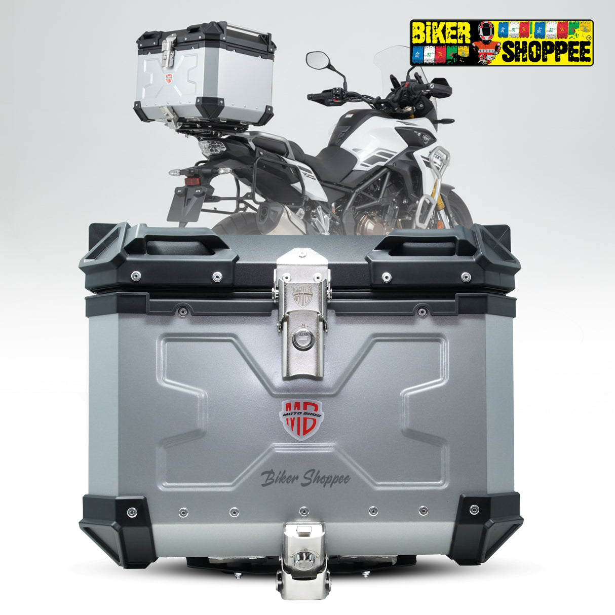 MOTOBROS ALLOY 45L TOP BOX SILVER