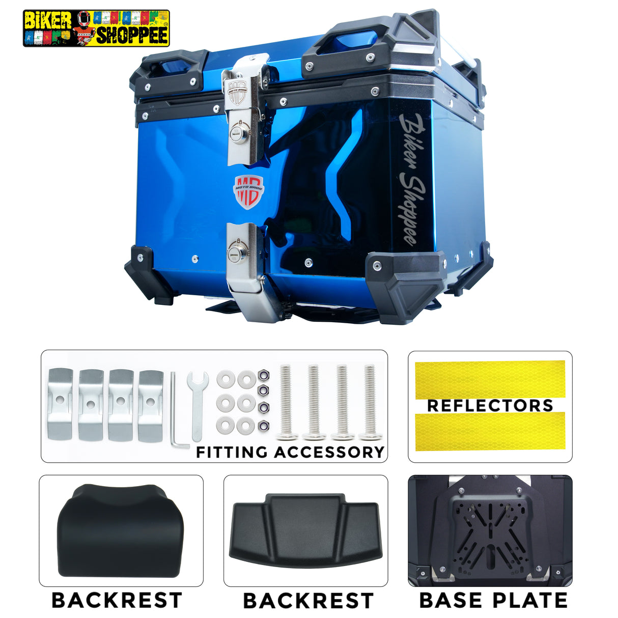 MOTOBROS MOTORCYCLE ALUMINIUM PREMIUM TOP BOX 45L BLUE