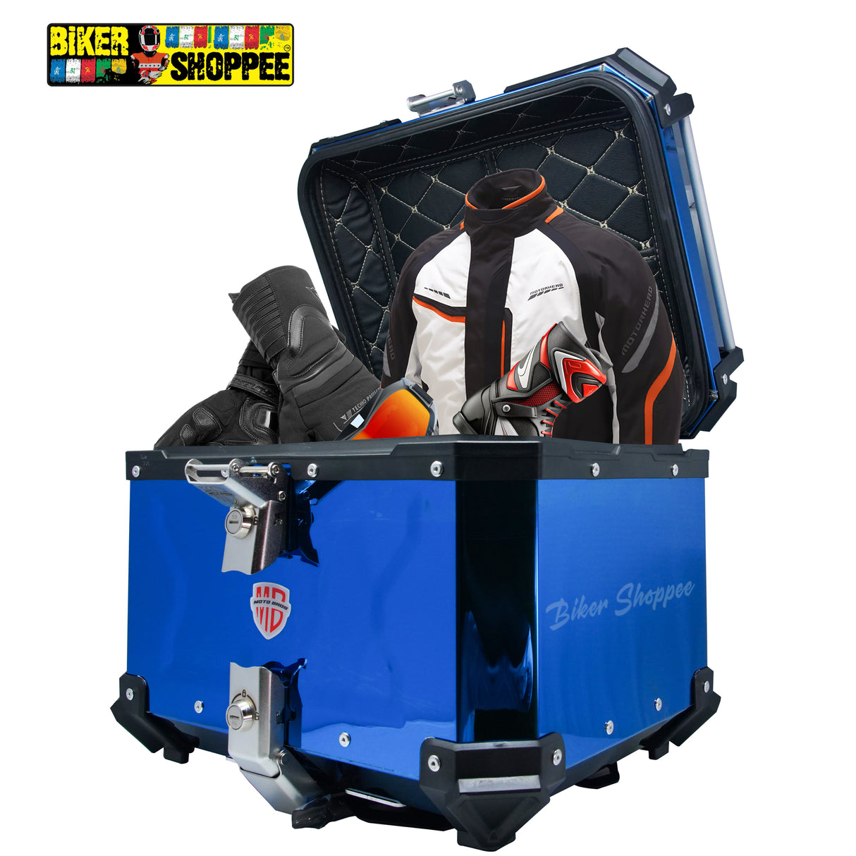 MOTOBROS MOTORCYCLE ALUMINIUM PREMIUM TOP BOX 45L BLUE