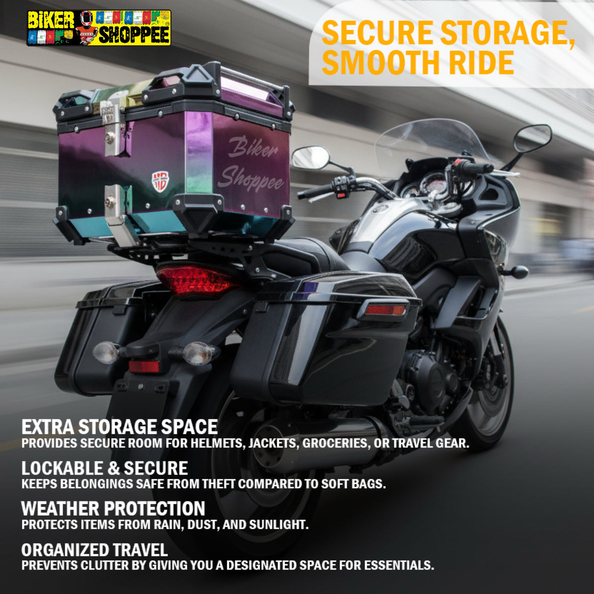 MOTOBROS MOTORCYCLE ALUMINIUM PREMIUM TOP BOX 45L MULTI